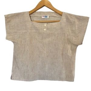 Vtg 80s Multidirectional Striped Cropped Box Top